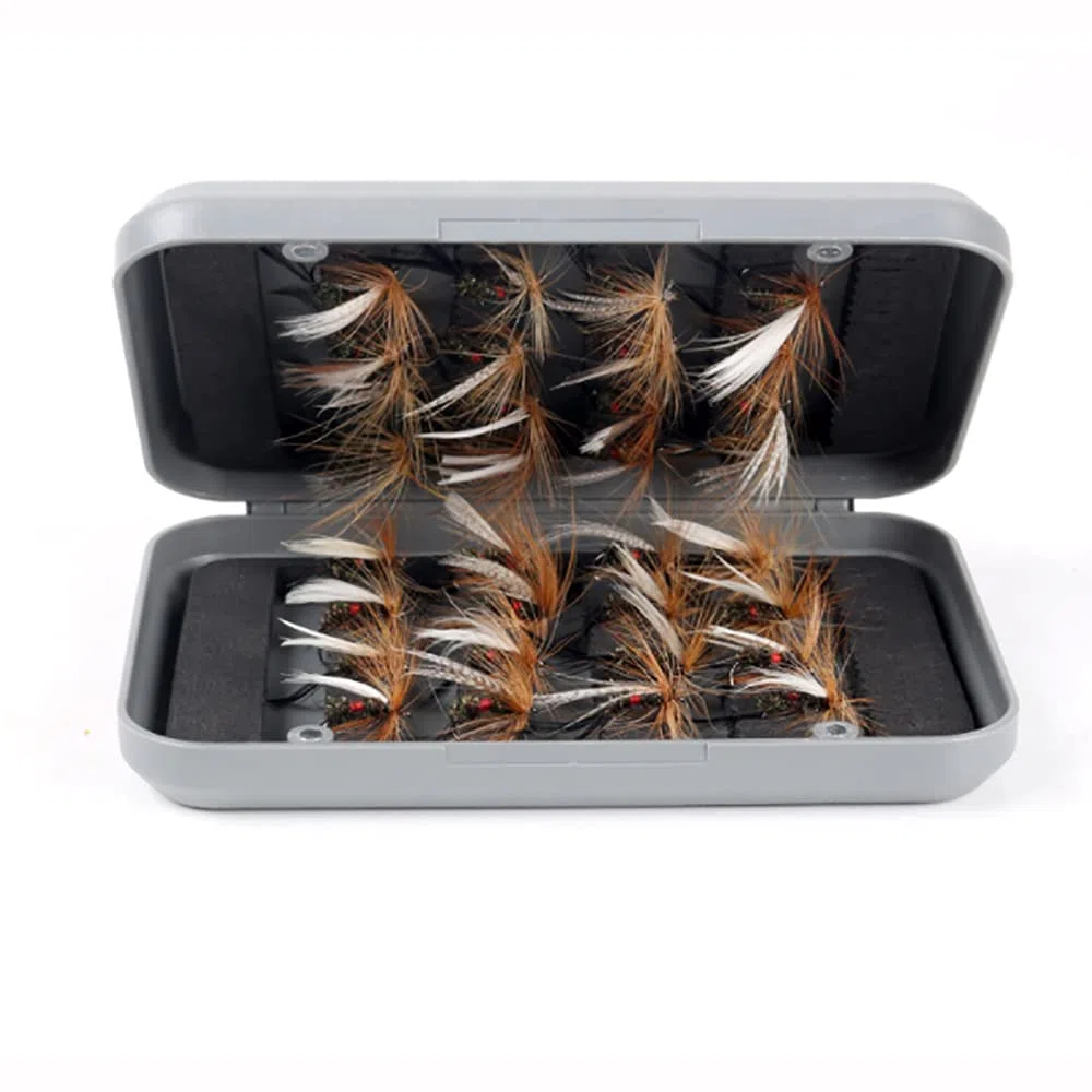 Kit de 32 Mouches de Pêche à la Mouche Avec Boîte - Sèches et Humides - Pour Bar, Saumon et Truite