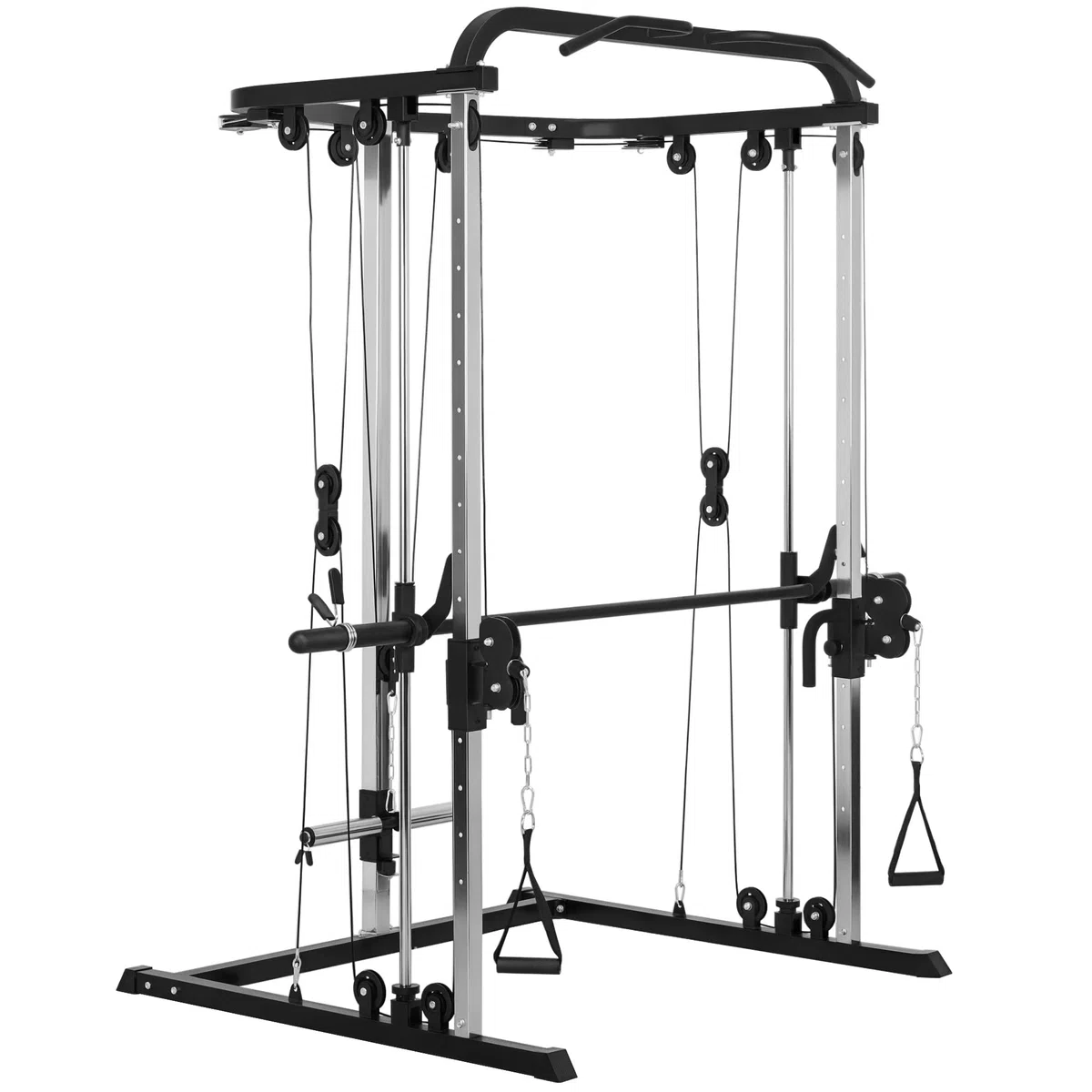 SPORTNOW Station de Musculation avec Support à Squat Structure Acier Noir