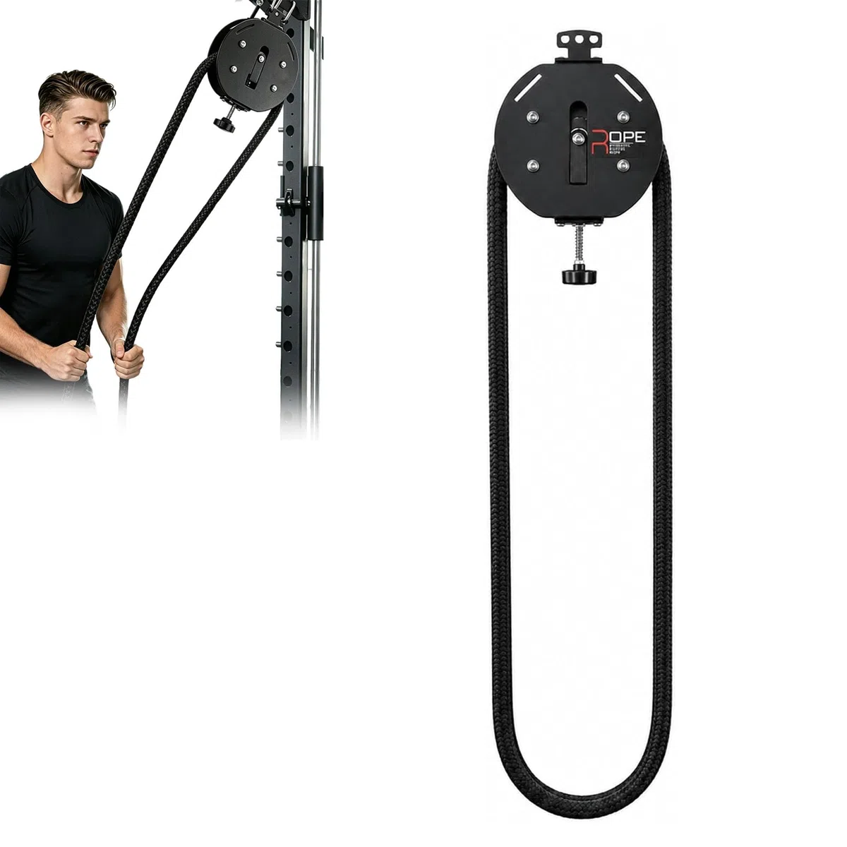 Entraîneur à Corde Sans Fin, Machine Musculation avec Poulie et Corde 400cm