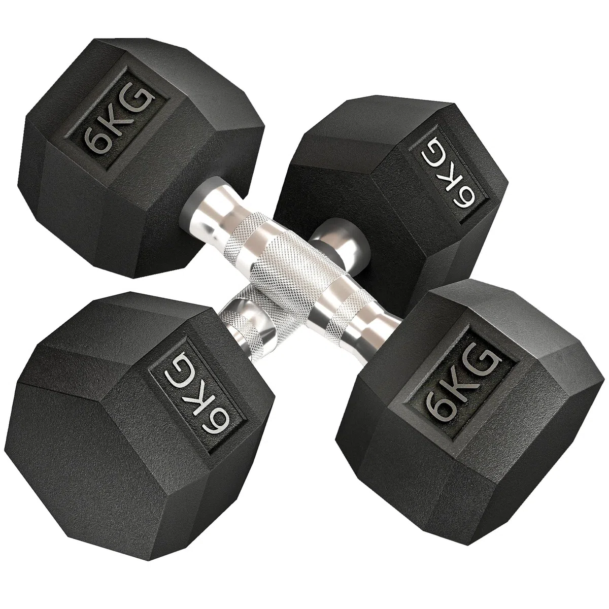 HOMCOM Ensemble d'haltères courtes total 2 x 4/5/6/8/10/12,5/15/20 Kg, haltères musculation fitness pour homme et femme, entraînement musculaire & haltérophilie - métal caoutchouc noir