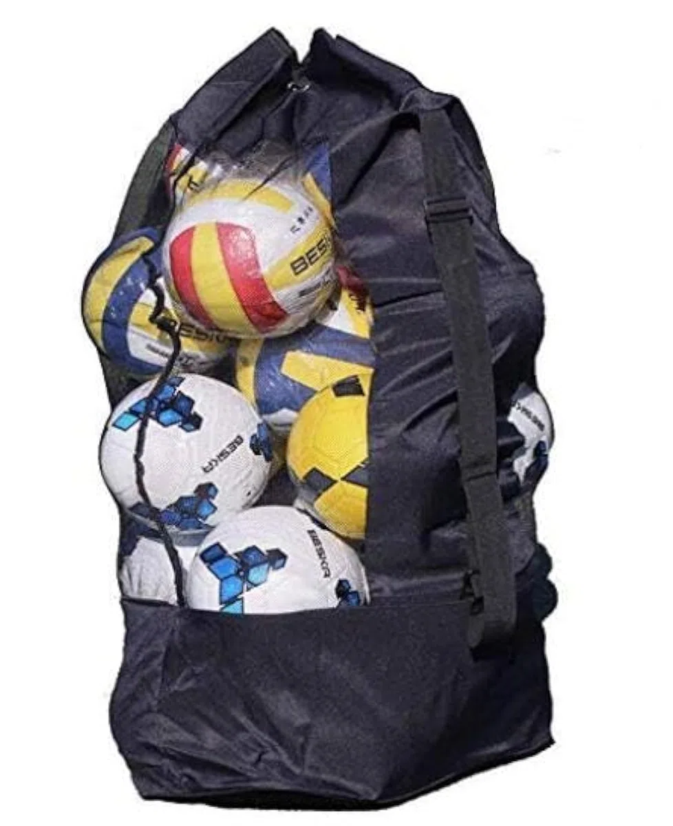 Grand Sac de Balles de Football avec Cordon de Serrage et Bandoulière - Rangement pour Basket-Ball, Volley-Ball, Rugby