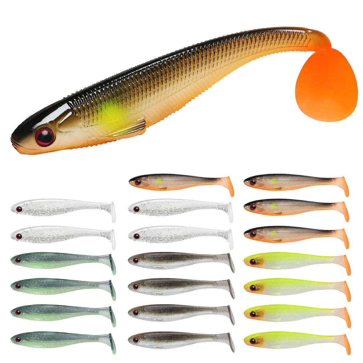 TRUSCEND Leurres Souples Easy Catch, Nage Vibrante Unique et Descente Tremblante pour Plus de Touches, Leurres Souple pour la Pêche en Famille, Parfaits pour la pêche au Truite, Bar, Brochet, Silure