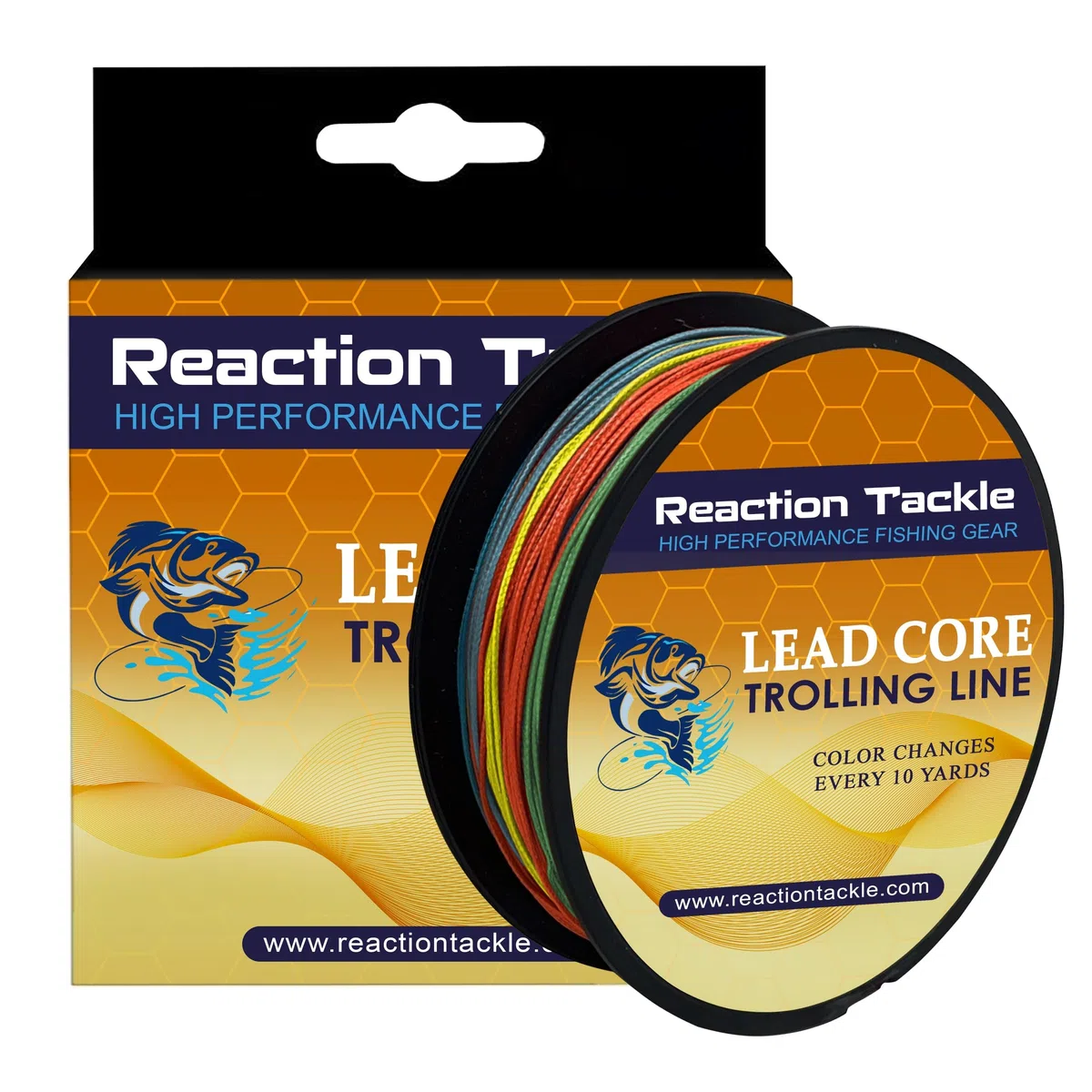Reaction Tackle Ligne de pêche à la traîne en plomb – 5,4 kg, 8,2 kg, 12,2 kg et 16,3 kg Leadcore – Ligne de pêche tressée pour pêche à la traîne, ligne à couler rapidement, changement de couleur tous