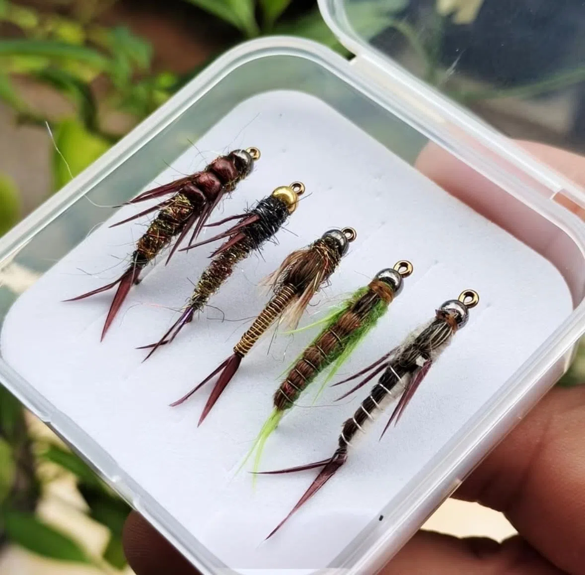 AMZfishing® Messeneuheit 2025 Lot de 5 nymphes à mouches en pierre | Mouches pour pêche à la truite | Pêche à la mouche à la truite | Mouche à la truite | Pêche à la mouche | Nymphes à mouches